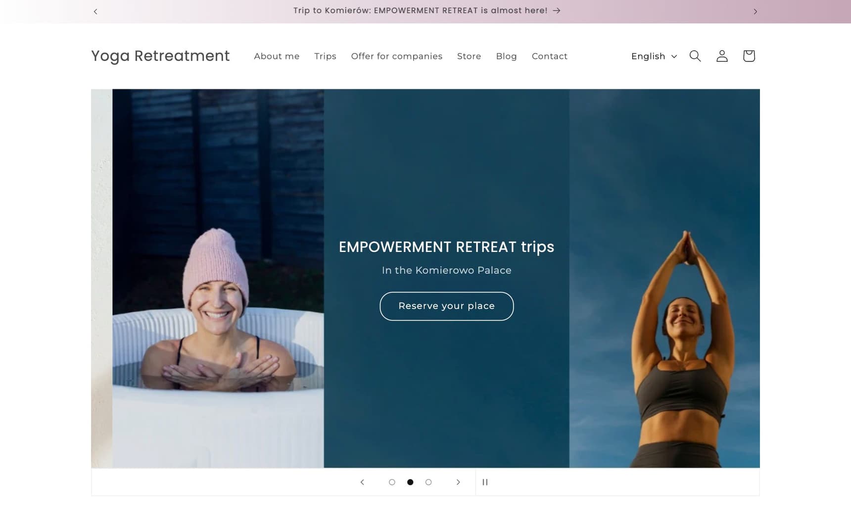 The current yogaretreatment.pl store on Shopify