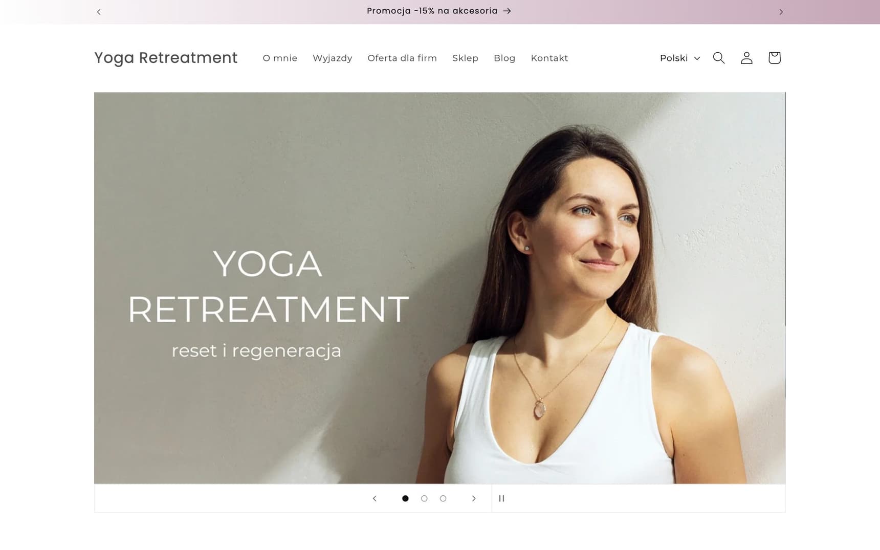 Obecny sklep yogaretreatment.pl na Shopify