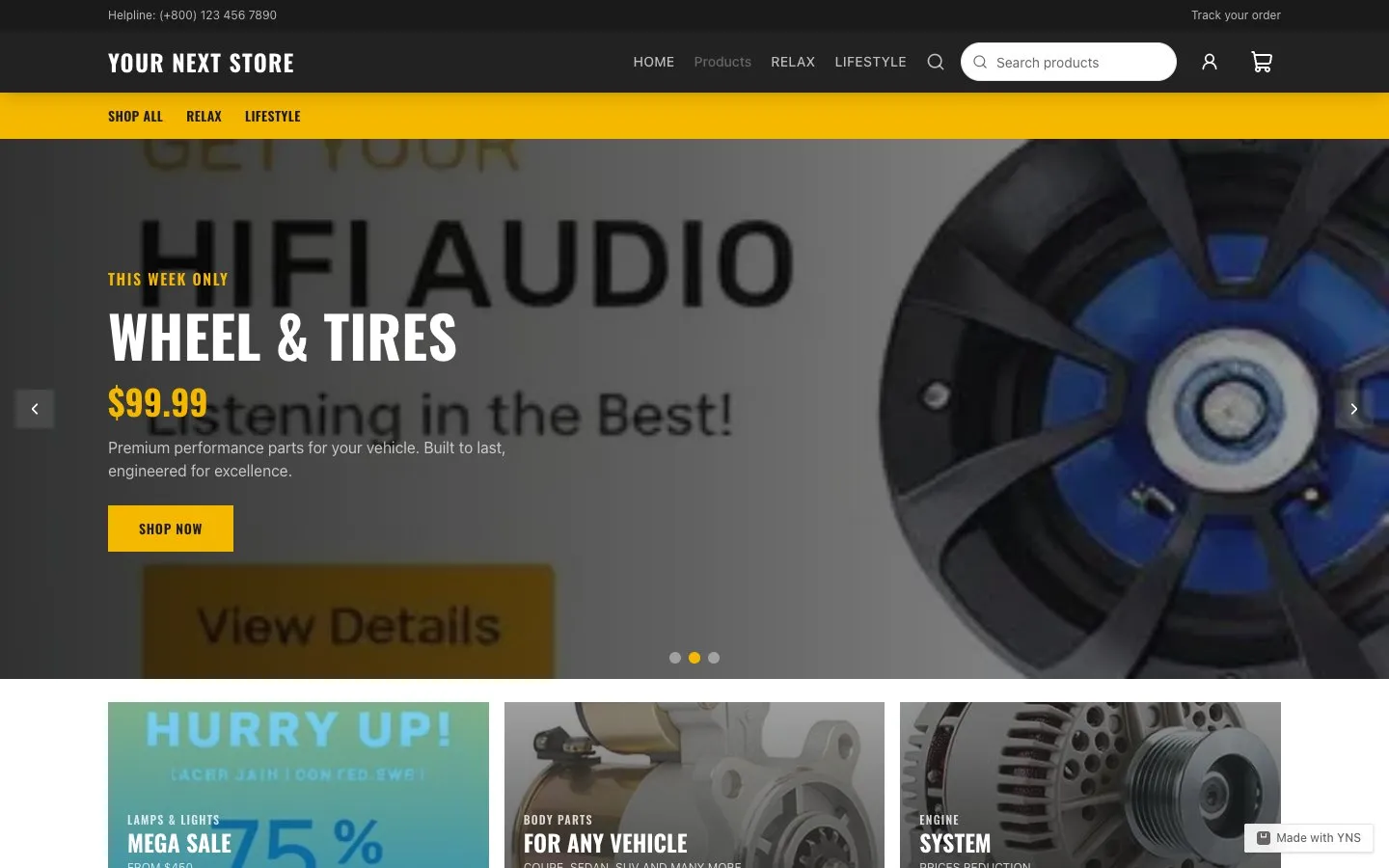 Nightshift store template, home page