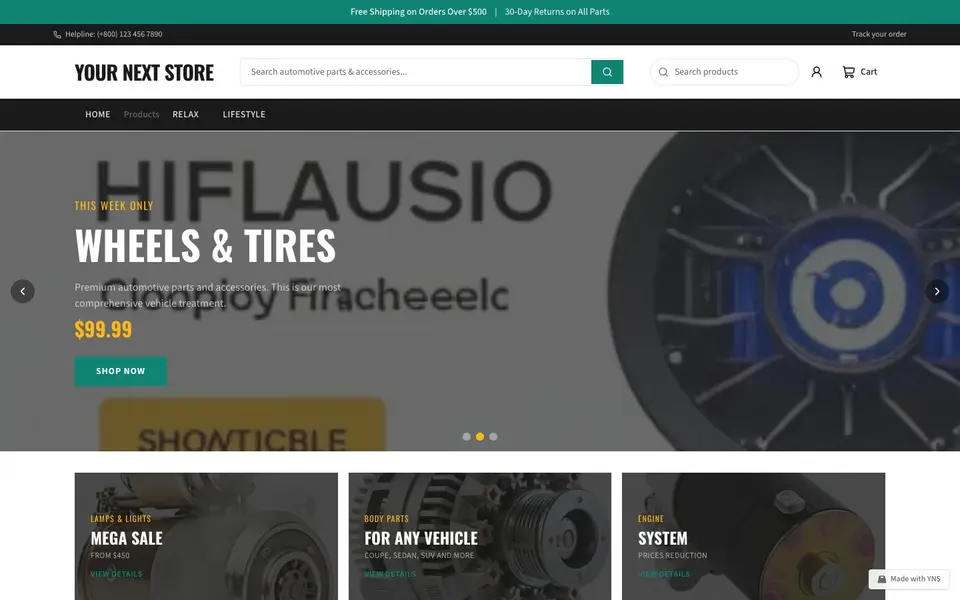 Torque store template, home page