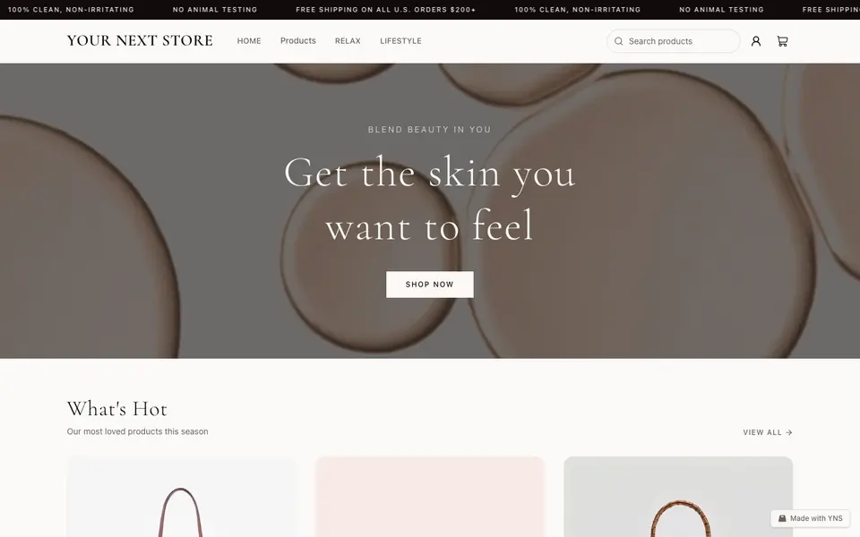 Aura store template, home page