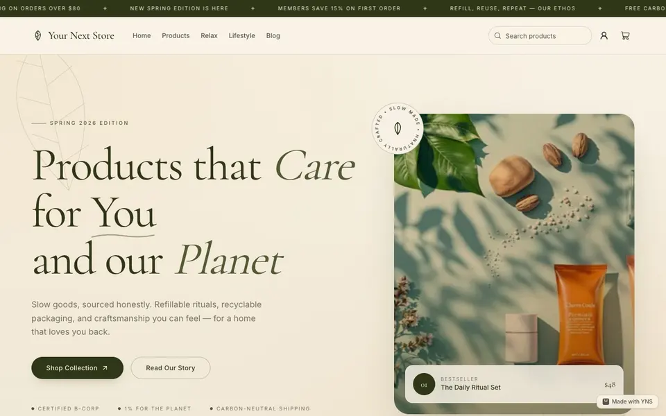 Terra store template, home page