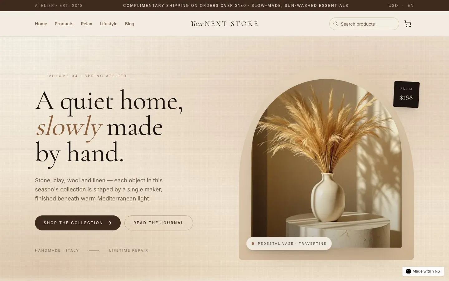 Walnut store template, home page