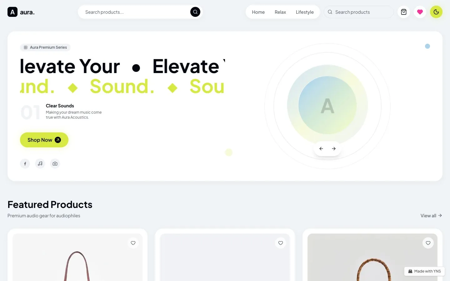 Pulse store template, home page