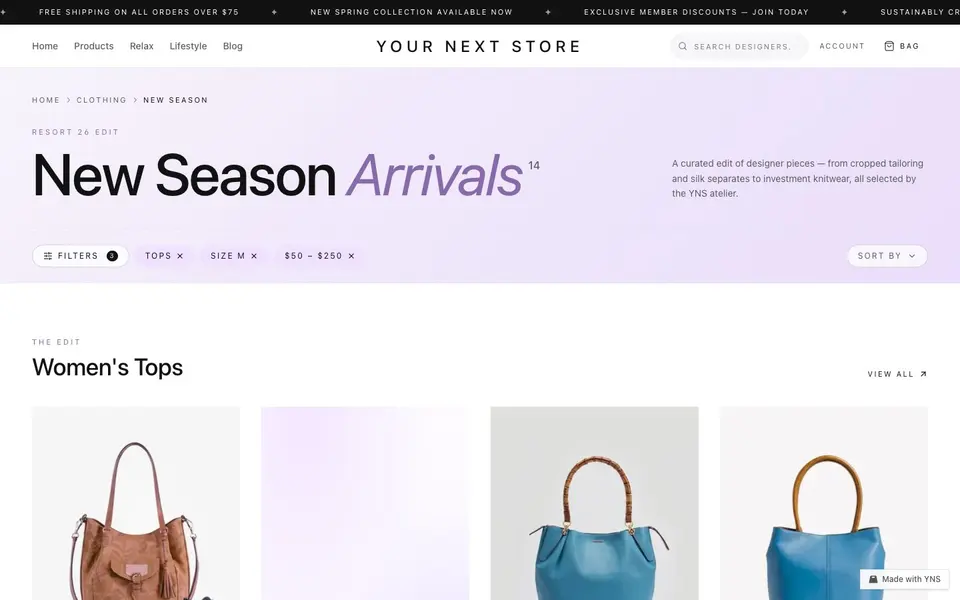 Lilac store template, home page