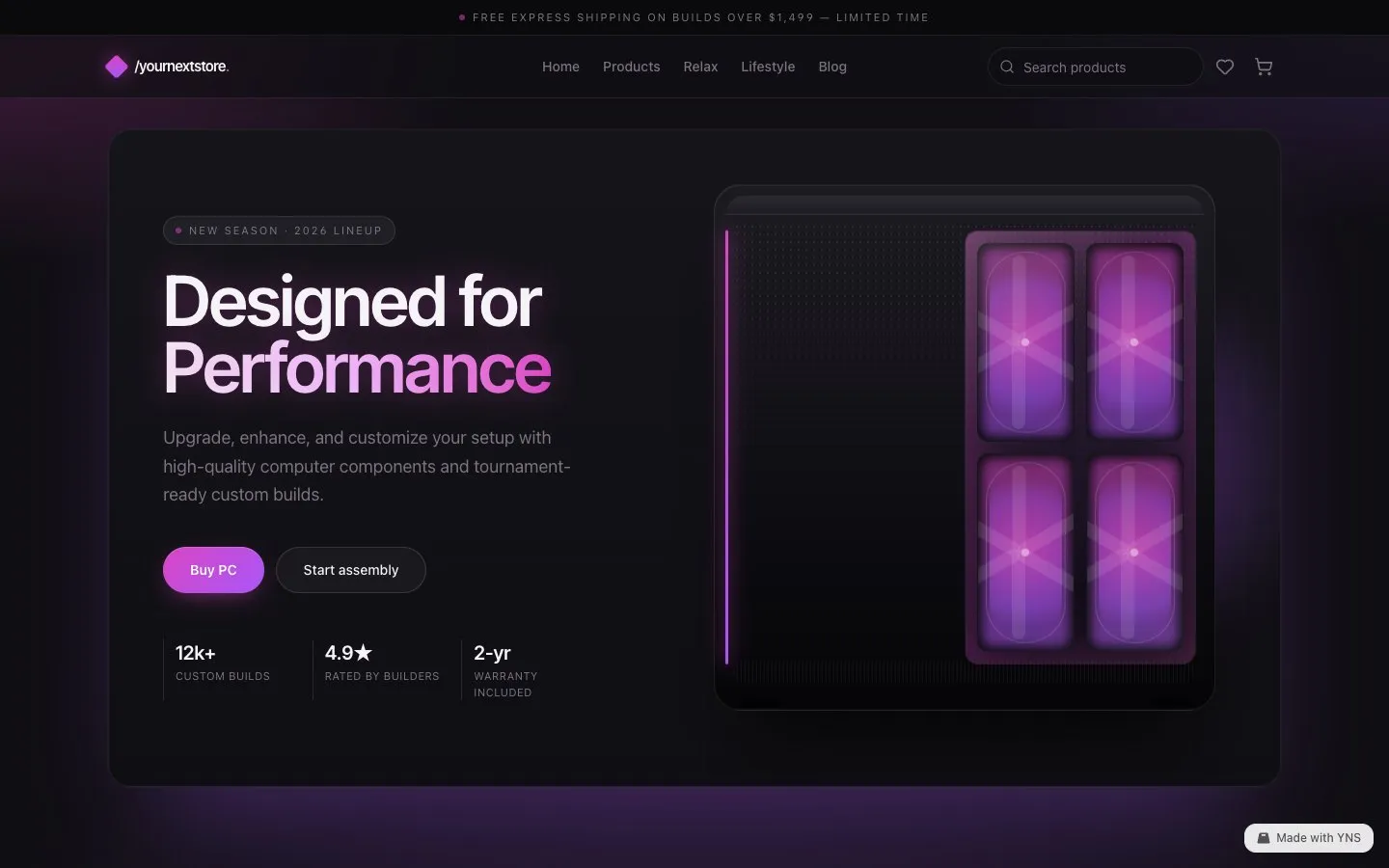 Neon store template, home page