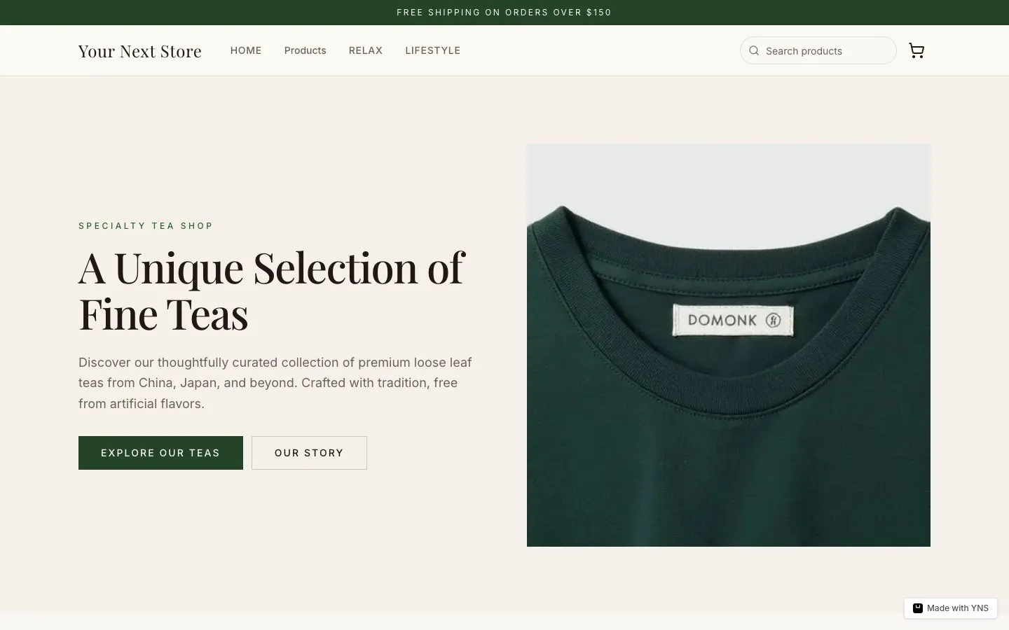 Signal store template, home page