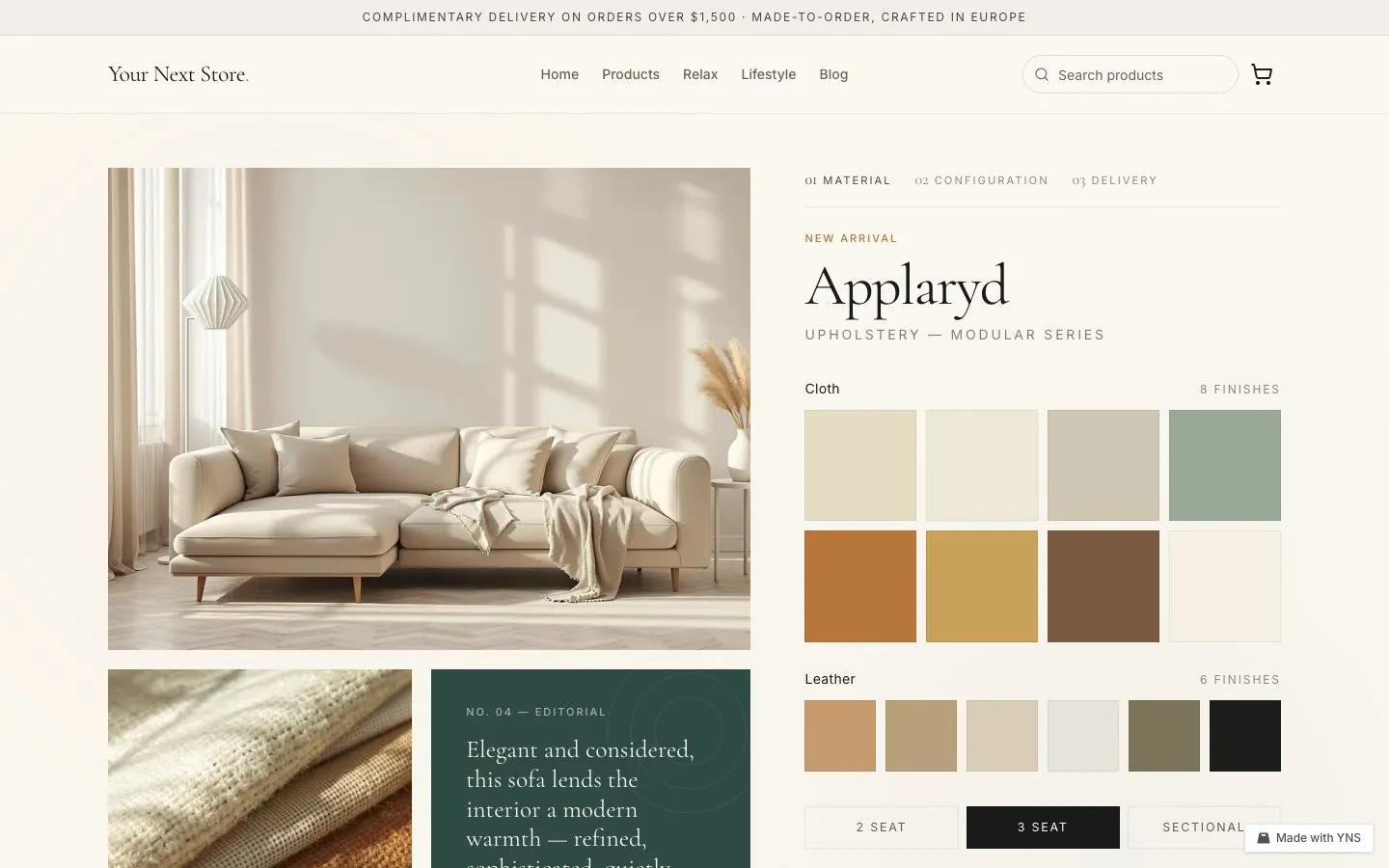 Ivory store template, home page