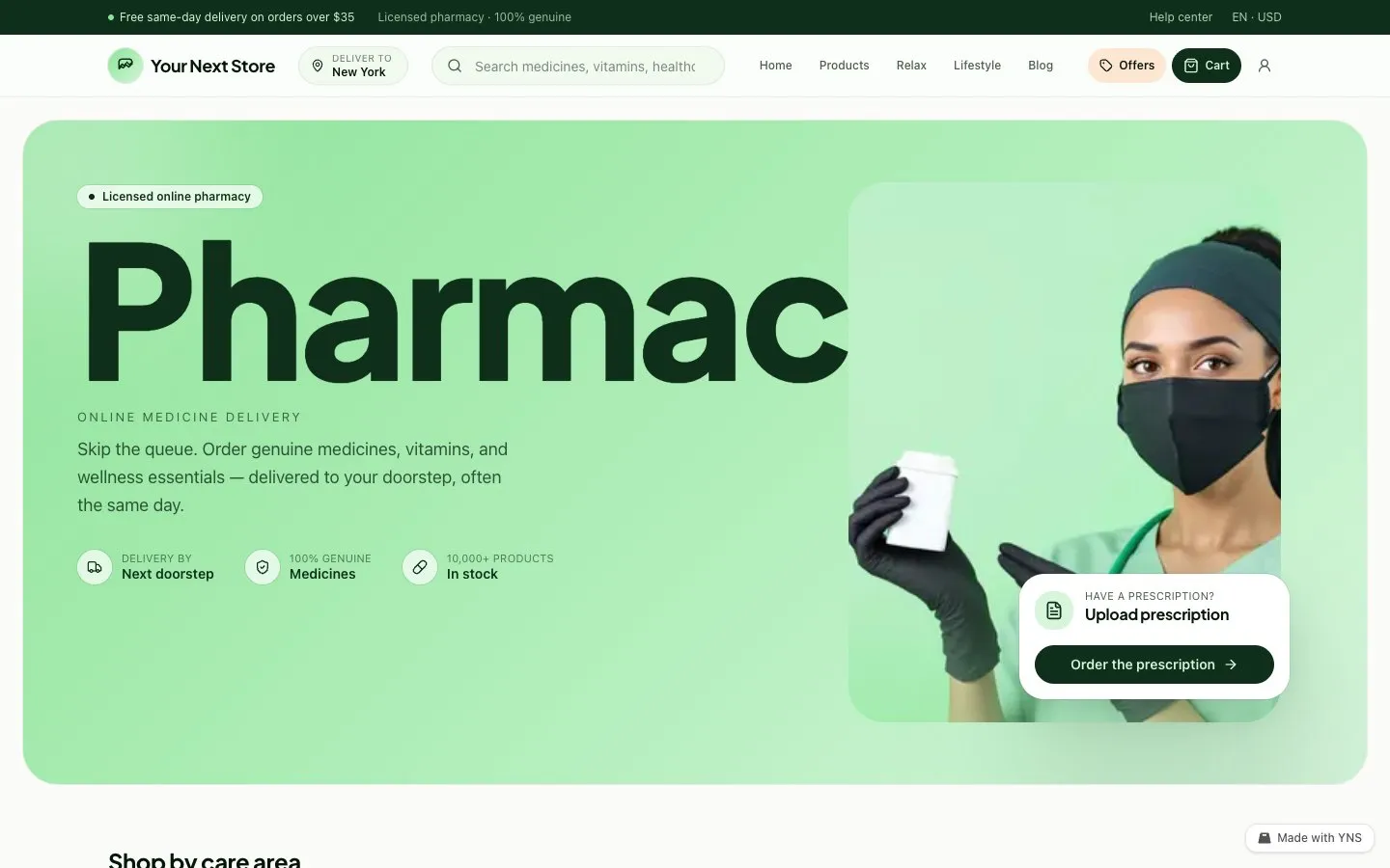 Mint store template, home page