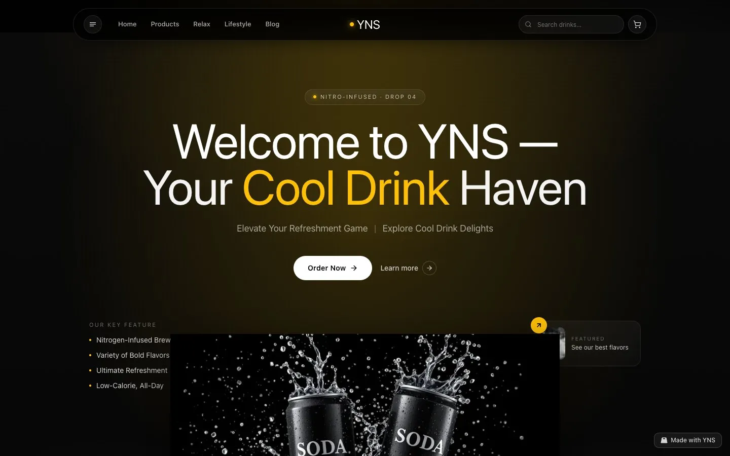 Night Bar store template, home page