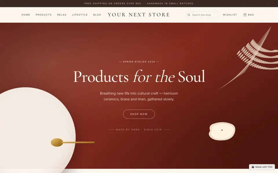 Oxblood store template, home page