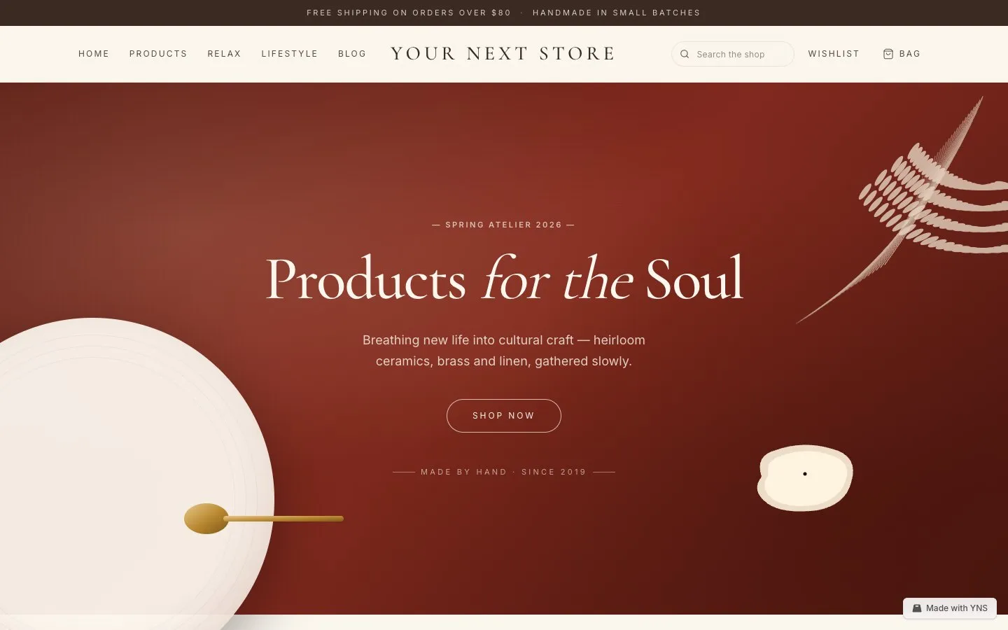Oxblood store template, home page