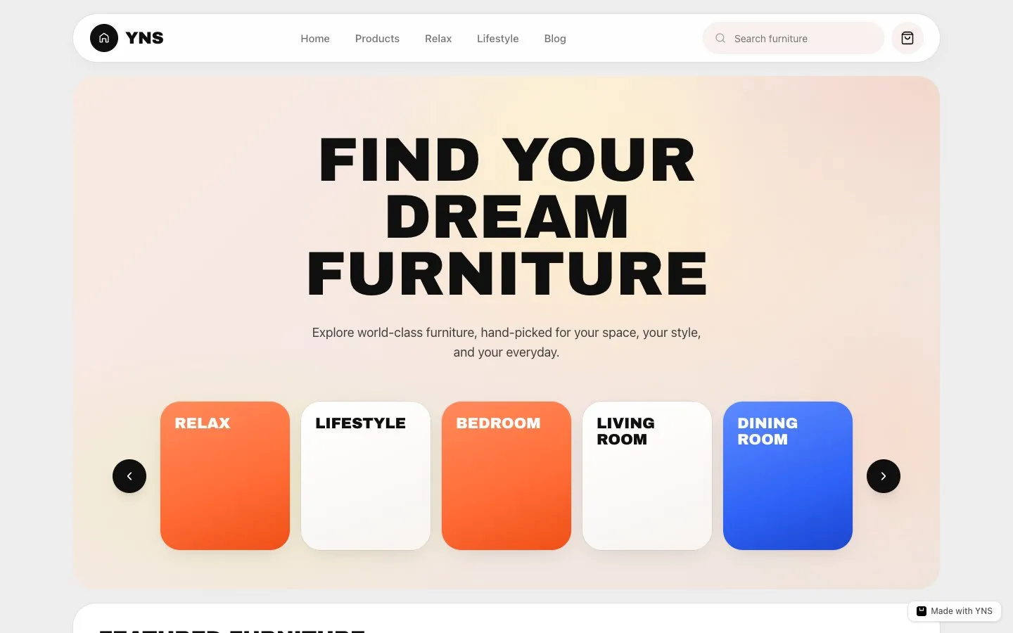 Peach store template, home page