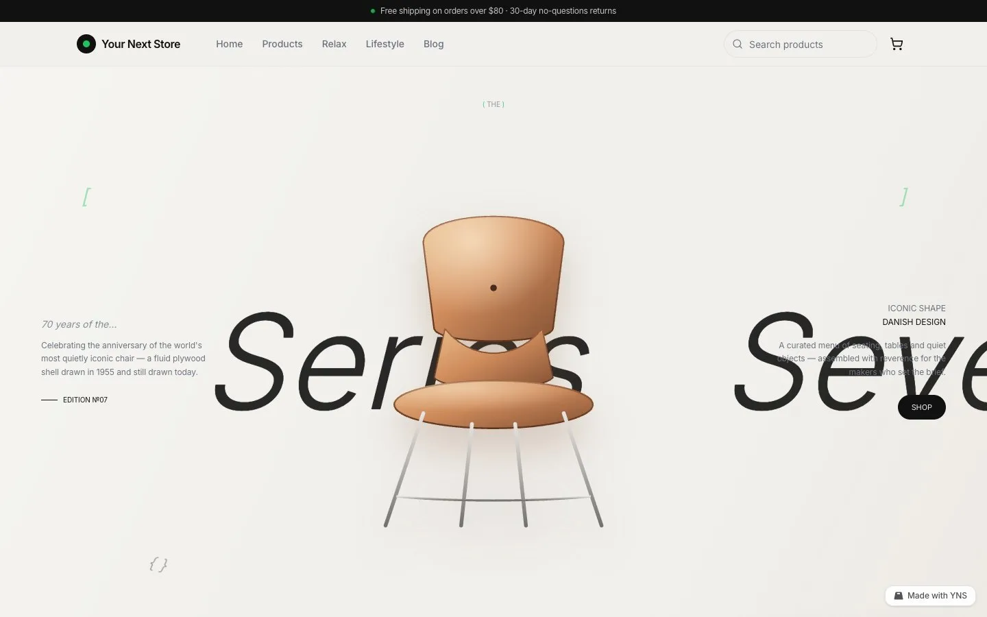 Emerald store template, home page