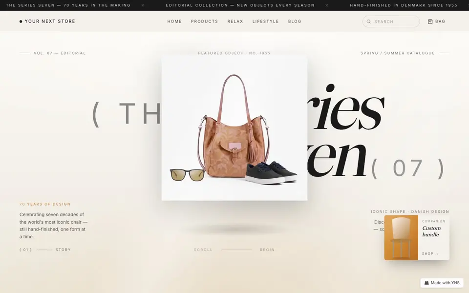 Satchel store template, home page
