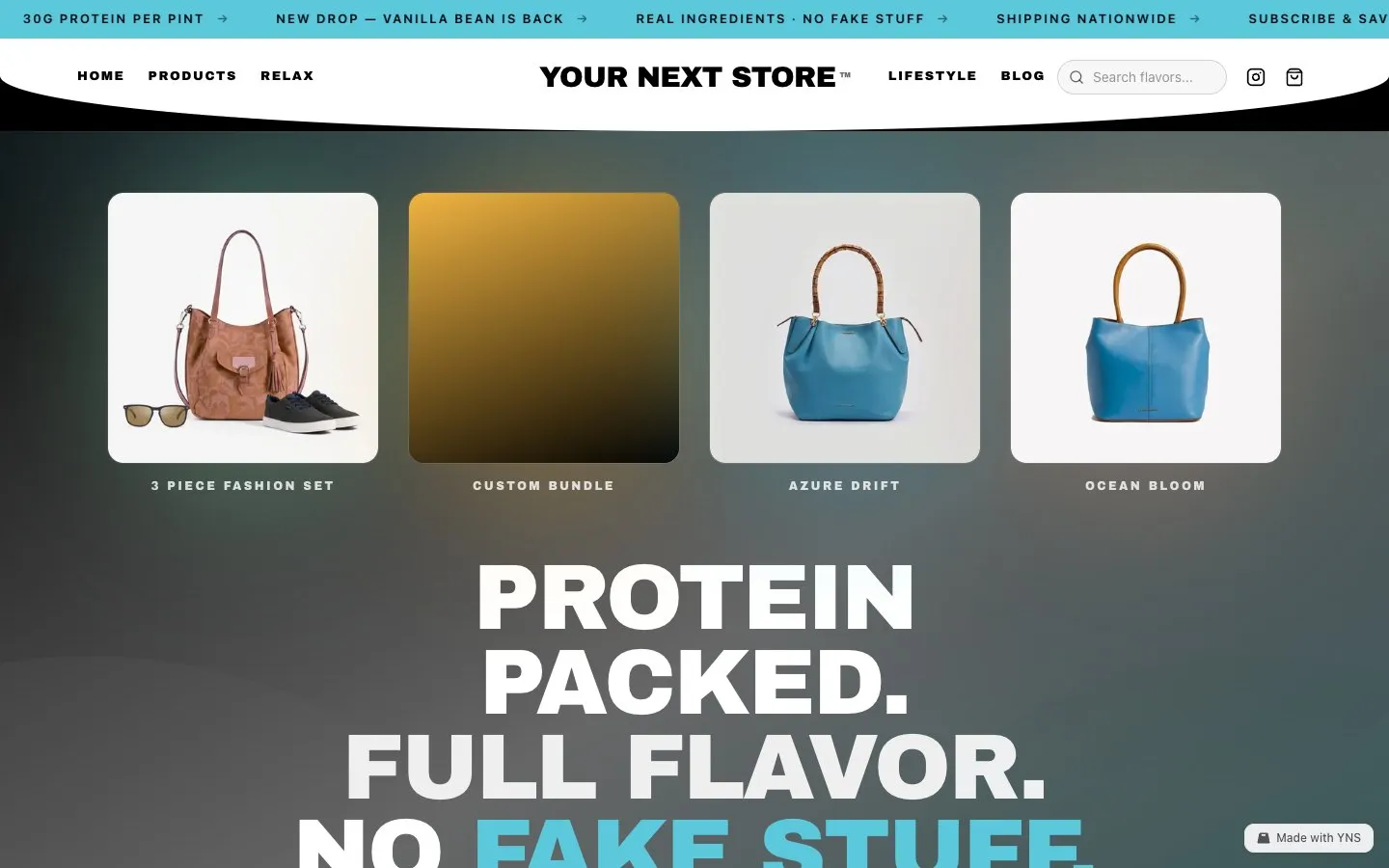Cyan store template, home page