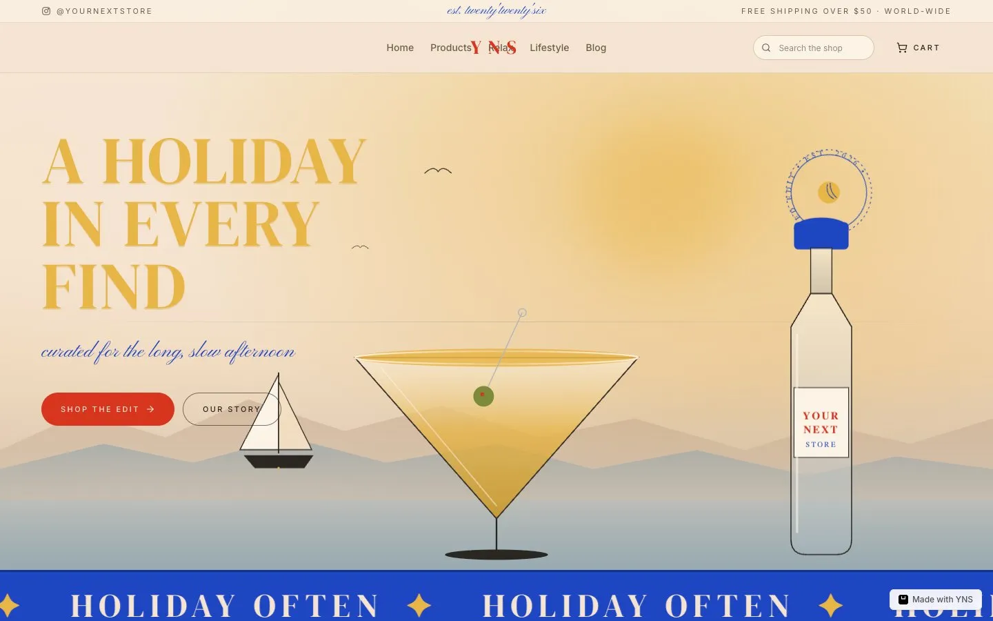 Holiday store template, home page