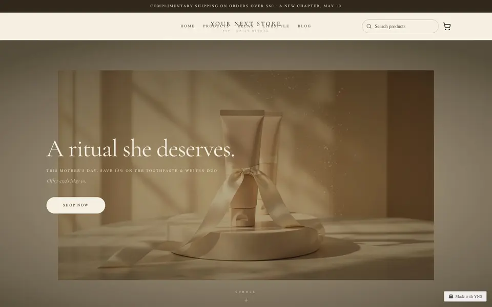 Ritual store template, home page