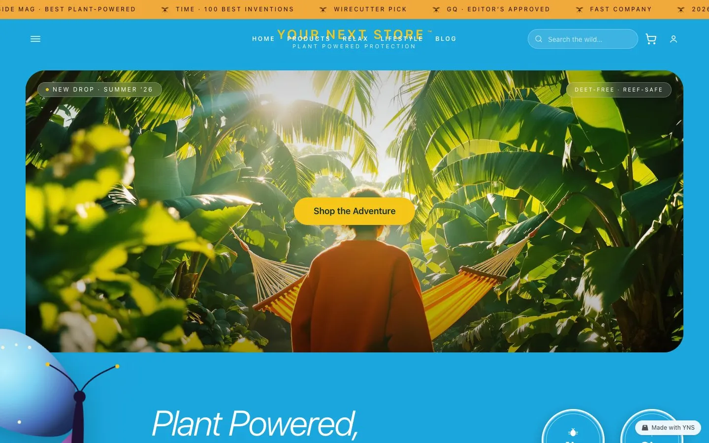 Tropic store template, home page