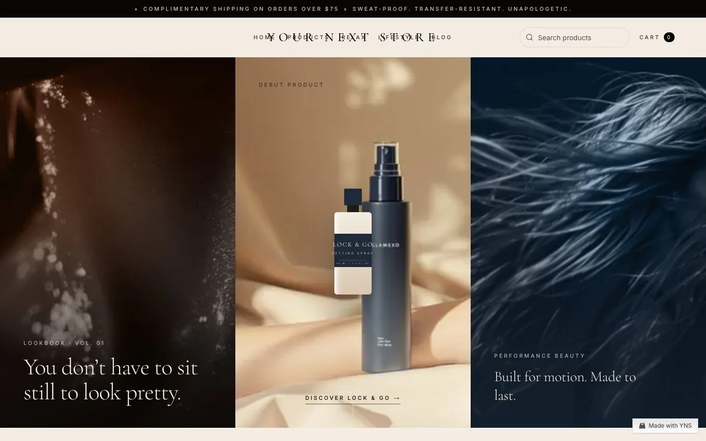 Dune store template, home page