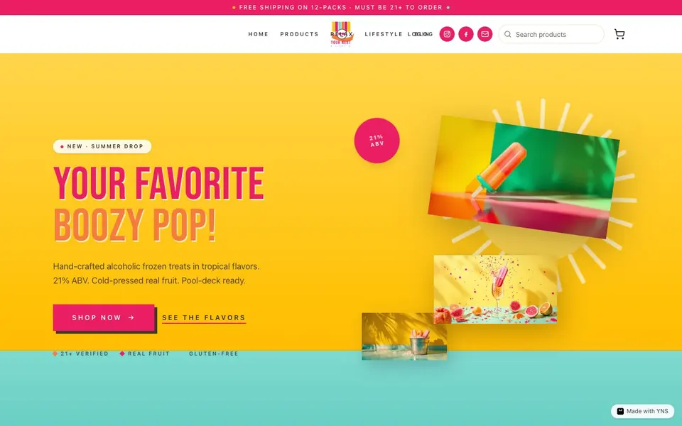 Boozy Pop store template, home page