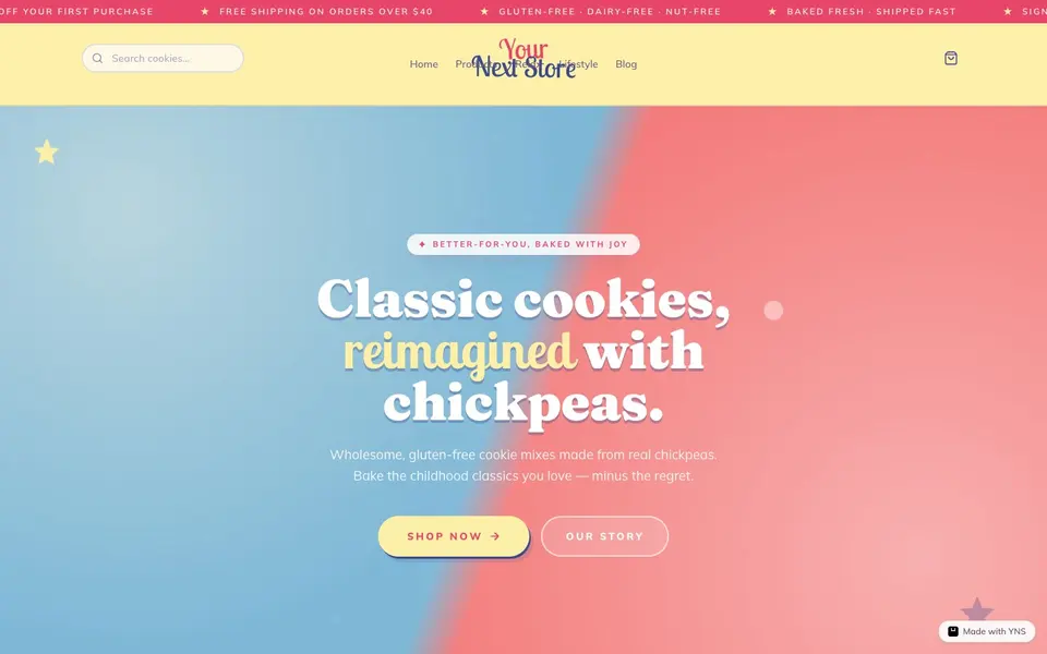 Bonbon store template, home page