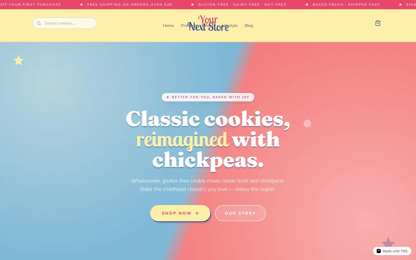 Bonbon store template, home page