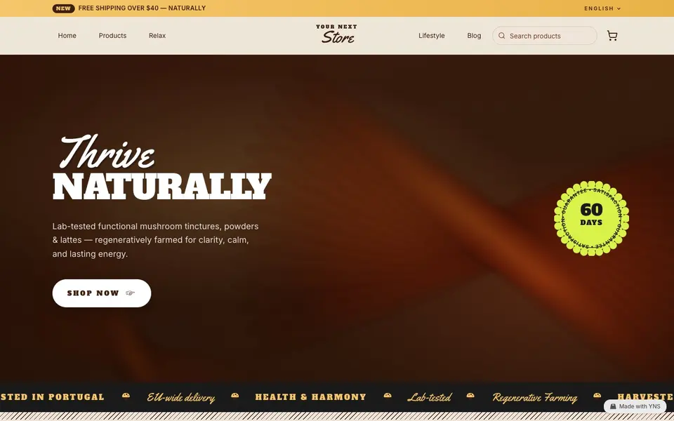 Mushroom store template, home page