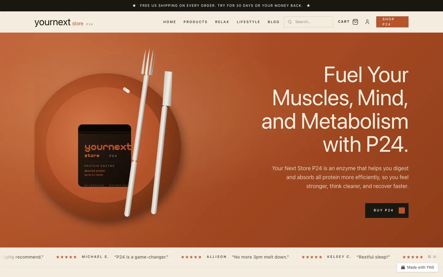 Burnt Clay store template, home page