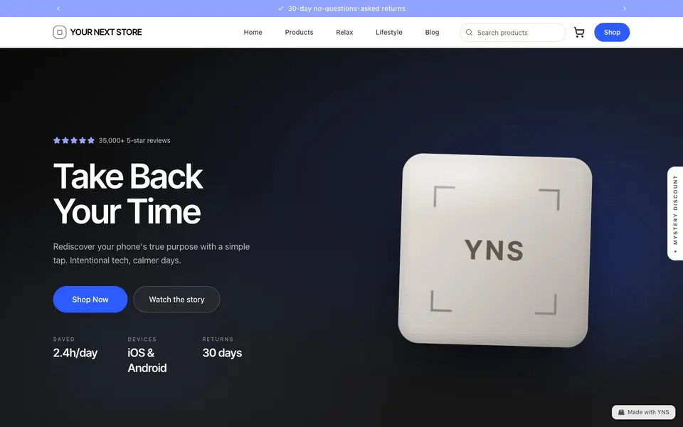 Cobalt store template, home page