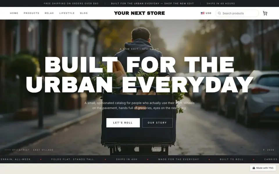 Brick store template, home page