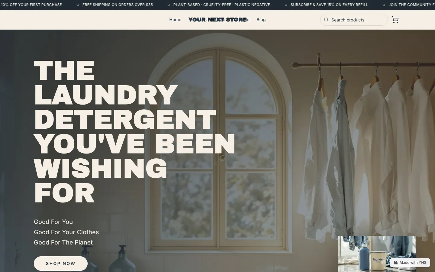 Linen store template, home page
