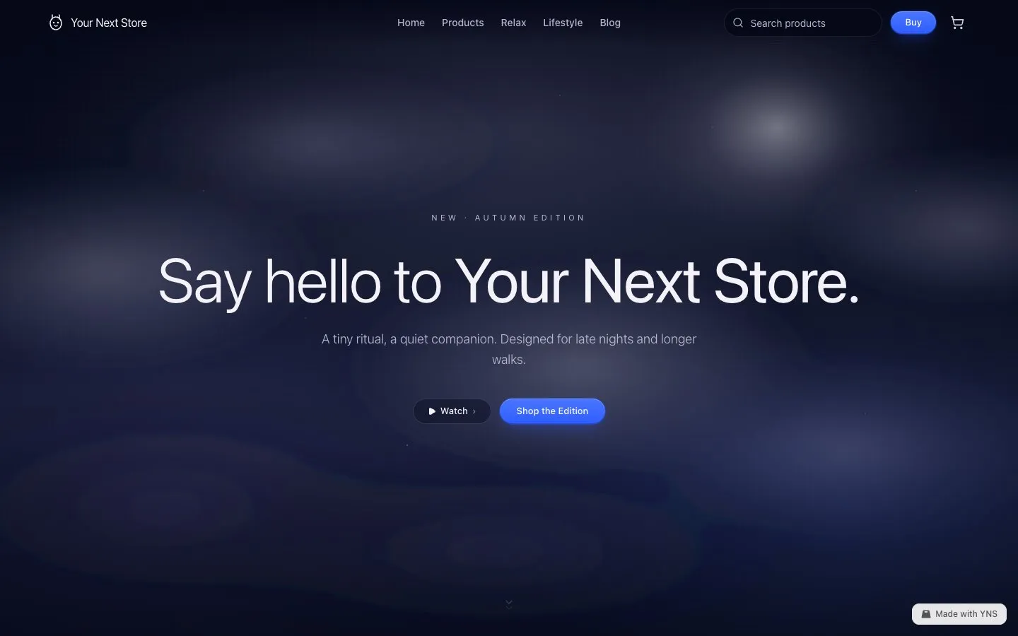 Nocturne store template, home page