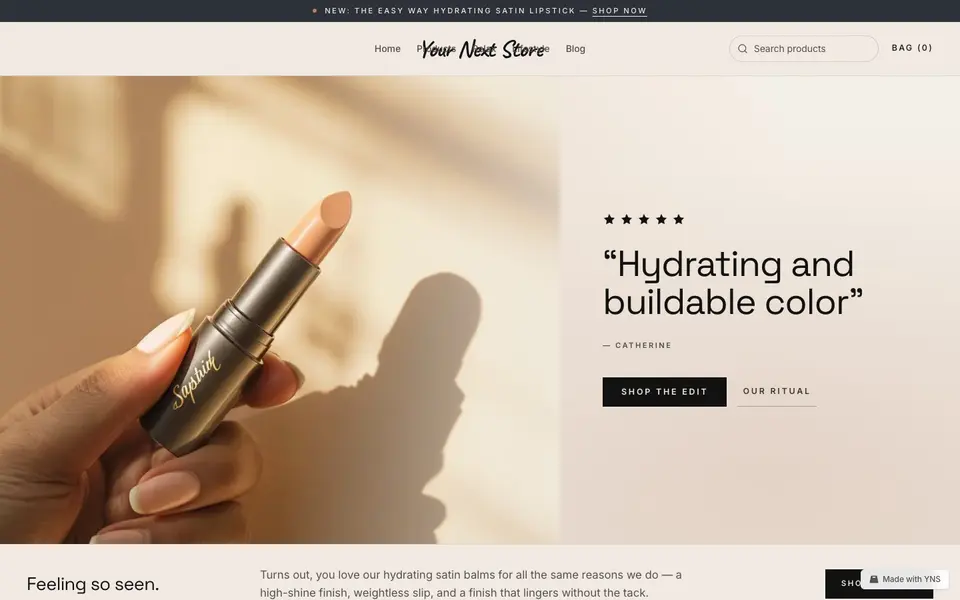Eggshell store template, home page