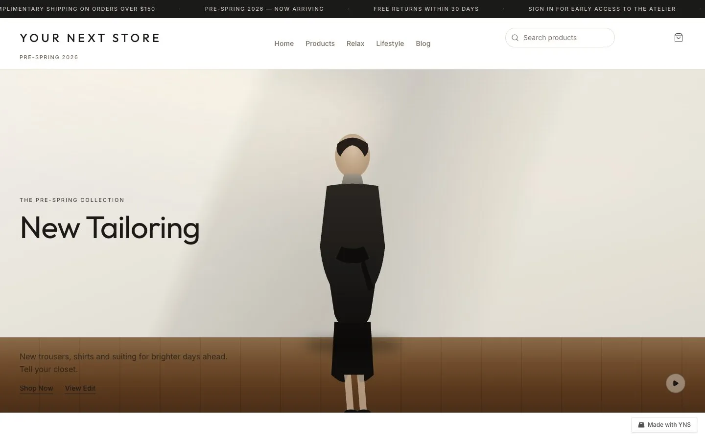 Taupe store template, home page