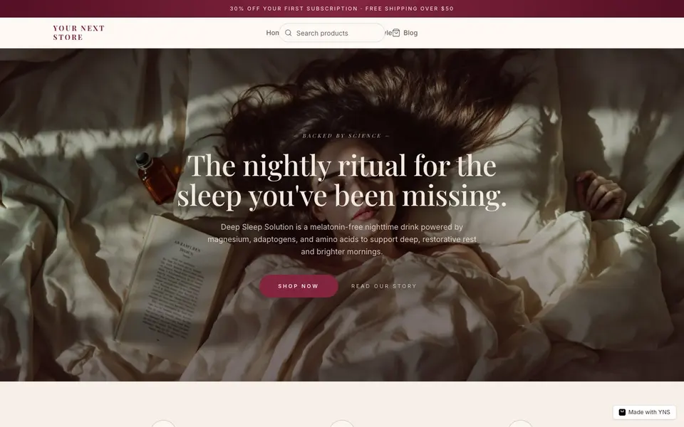 Rose Ritual store template, home page