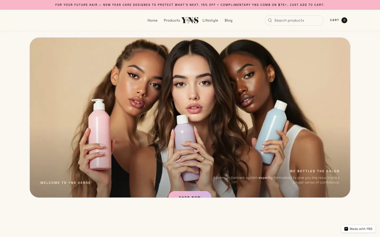 Salon store template, home page