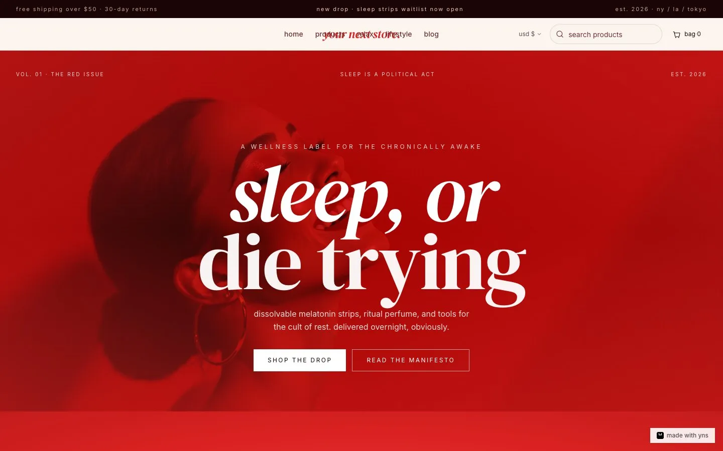 Dreamer store template, home page