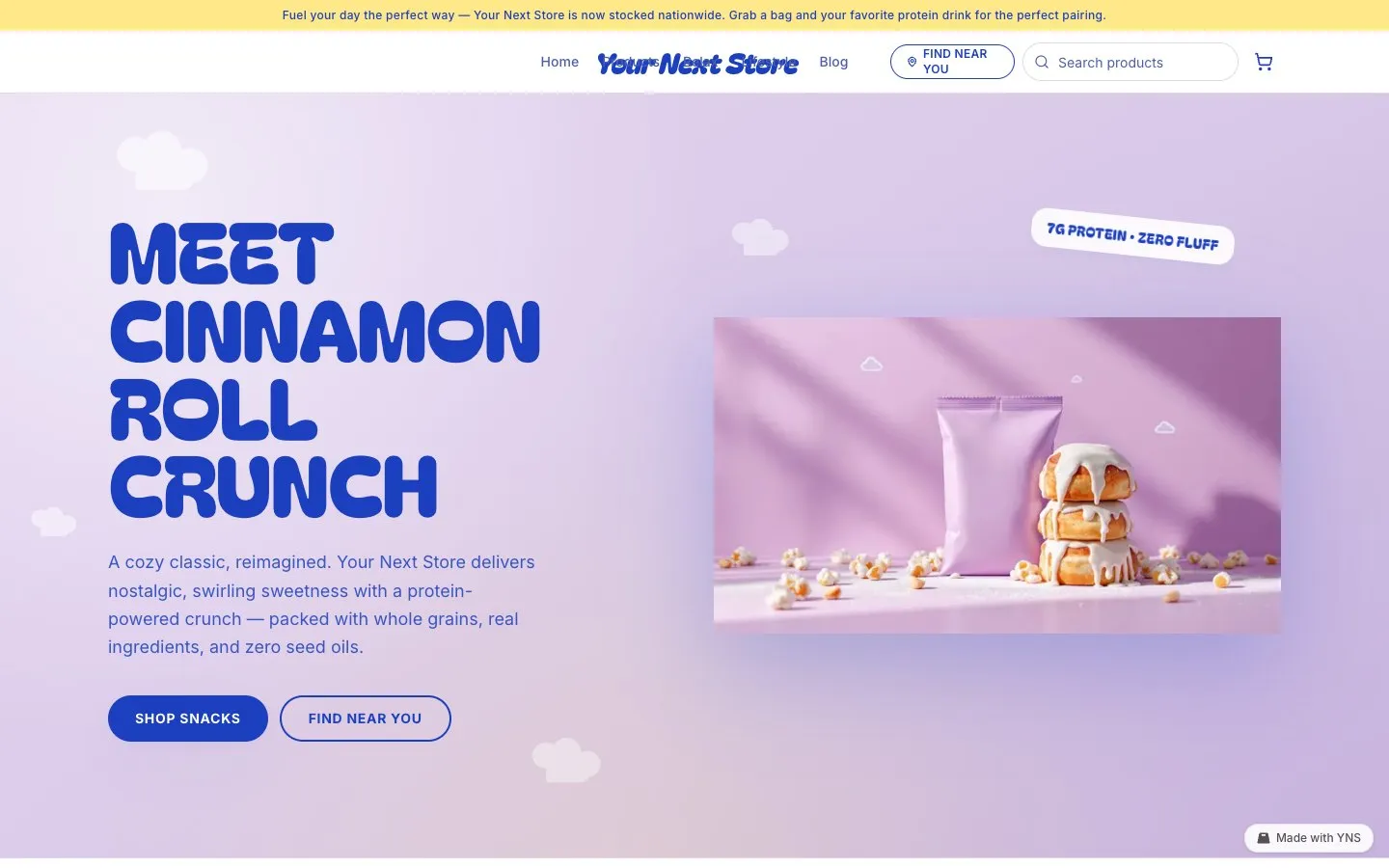 Cinnamon store template, home page