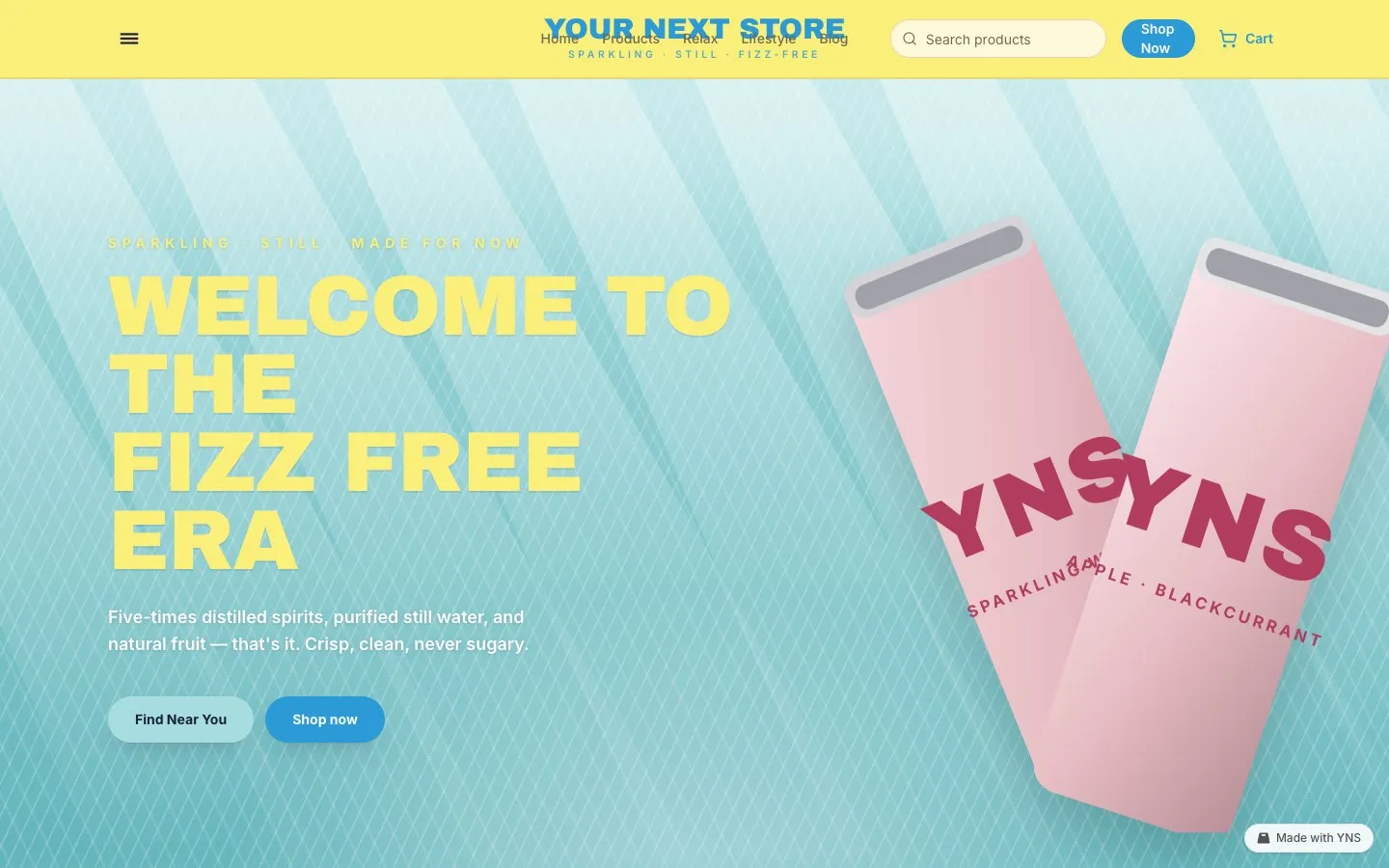 Fizzy store template, home page