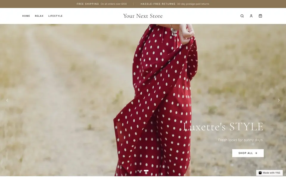Luxette store template, home page