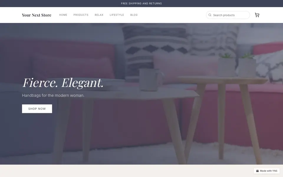 Portia store template, home page