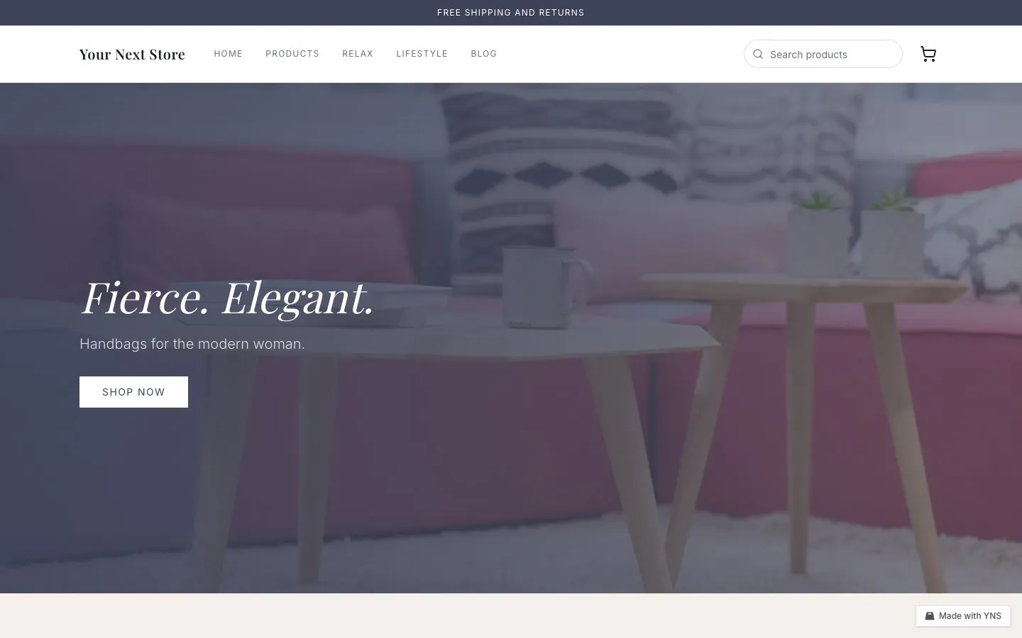Portia store template, home page