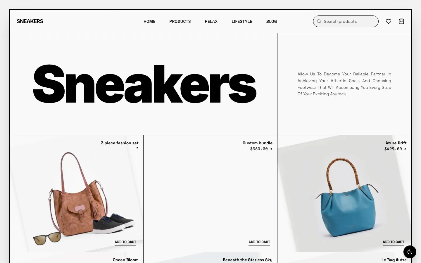 Stride store template, home page
