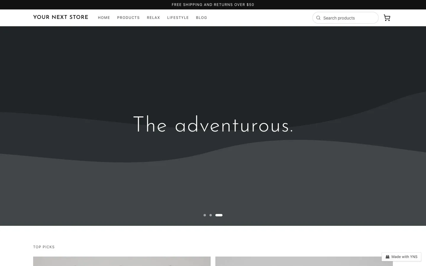 Trailhead store template, home page