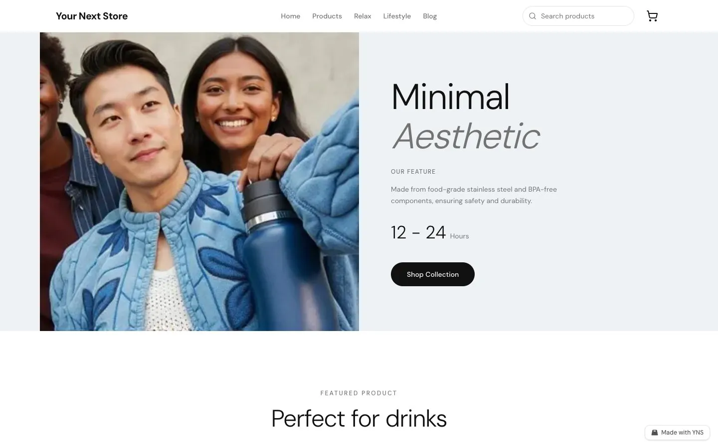 Vessel store template, home page