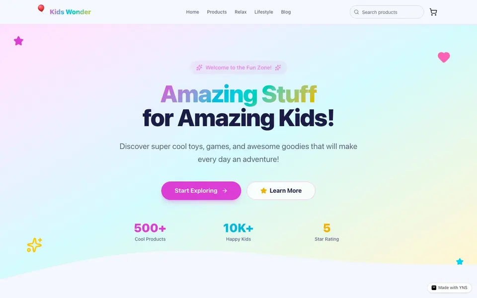 Wonder store template, home page