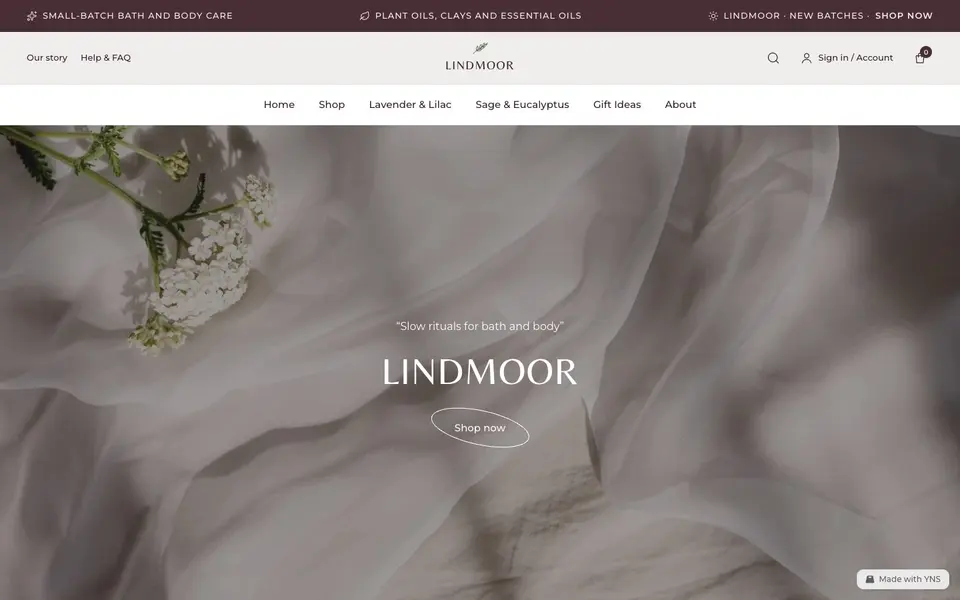 Lindmoor store template, home page