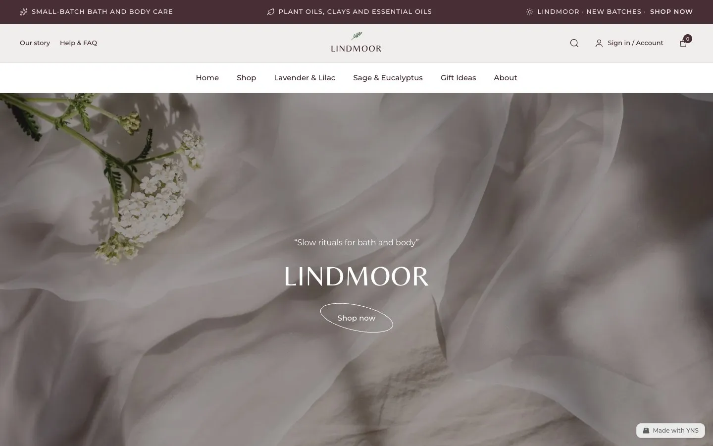 Lindmoor store template, home page