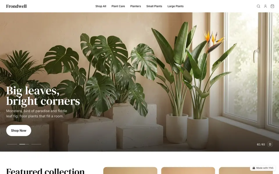 Frondwell store template, home page